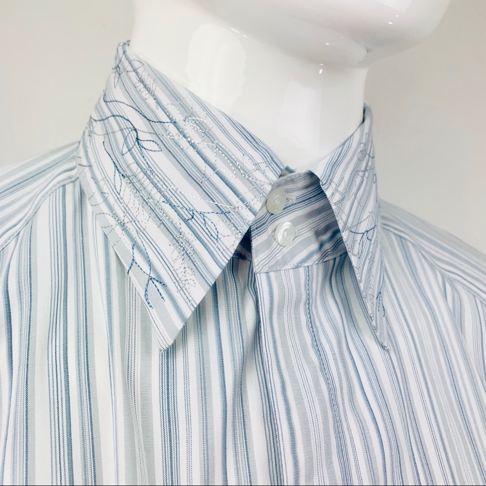 7 Diamond/Embroider Floral Striped White Gray Blue - Picture 2 of 8